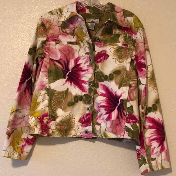 Caribbean Joe Floral 6 button jacket Sm with 4 pockets on front 2 inside pockets - Picture 1 of 12